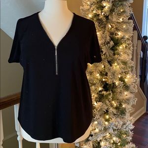 Black Blouse with Zipper neckline